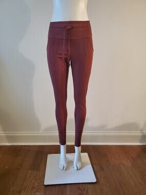 Glyder Womens High Waist Ribbed Pocket Leggings Terracotta Rust Brown Size L